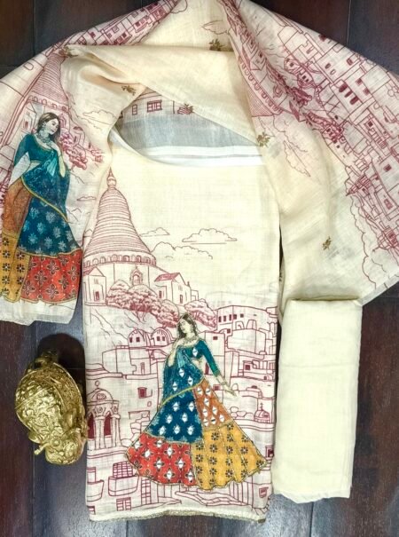 Unstitched Handwork Suit Set – Traditional Art Inspired